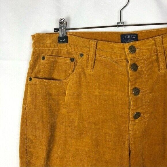 J. Crew 9" High Rise Skinny Button Fly Golden Yellow Corduroy Pants 31 - Picture 4 of 5